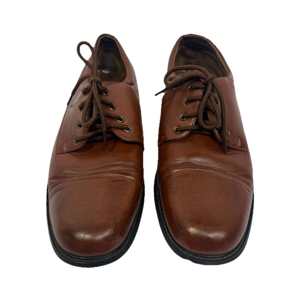 Delli Aldo Mens Brown Dress Shoes Size 10 Round Toe Lace Up